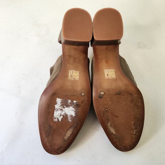 Anthropologie Olive Green D'Orsay Booties EU 39 US 8-8.5 Block Heel Mules - Picture 8 of 9